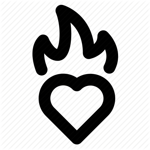 Fire, Heart, Oldschool, Tattoo Icon