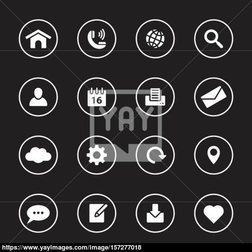 White Flat Web And Technology Icon Set With Circle Frame Vector