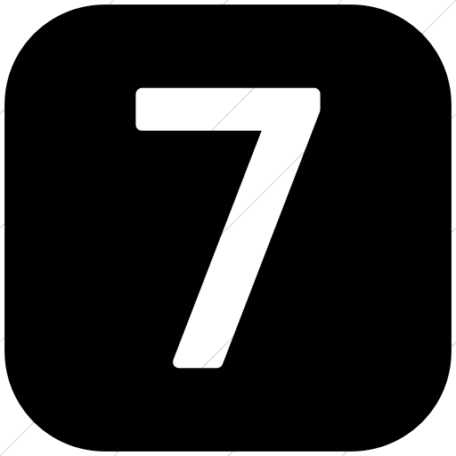 Flat Rounded Square White On Black Alphanumerics Number