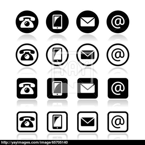 Contact Icons In Circle And Square Set