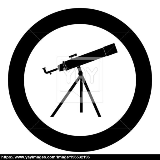 Telescope Icon Black Color In Circle Or Round Vector