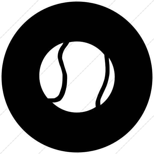Flat Circle White On Black Classica Tennis Ball Icon