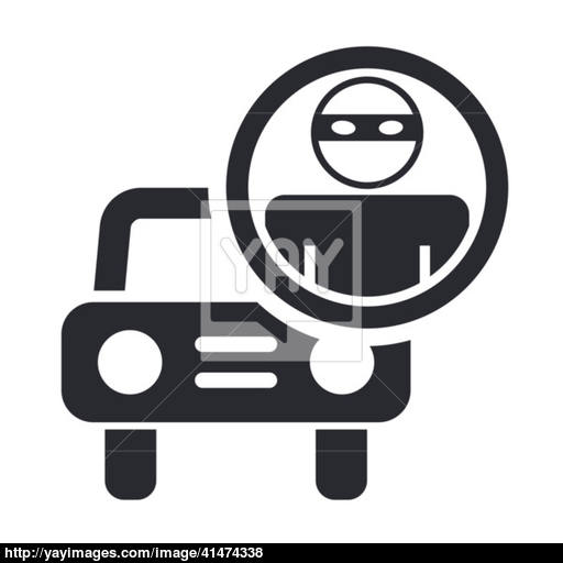 Vector Illustration Of Single Thief Car Icon Vector
