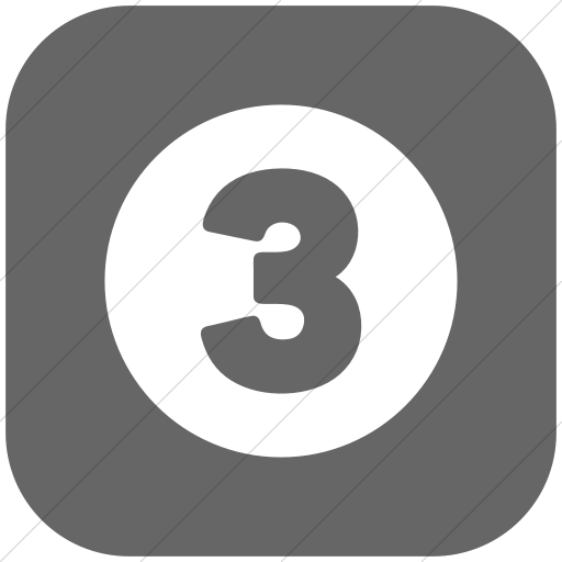 Flat Rounded Square White On Gray Encircled Solid Three