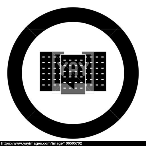 Three Building The Black Color Icon In Circle Or Round Vector