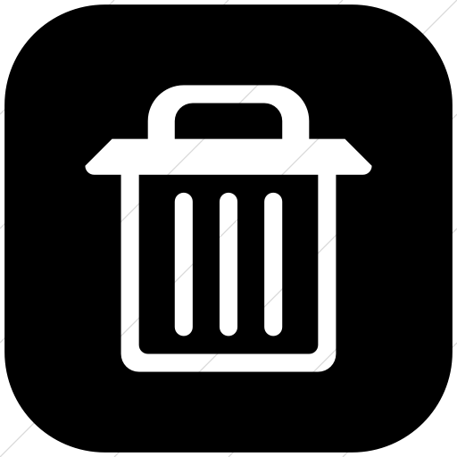 Flat Rounded Square White On Black Broccolidry Trash