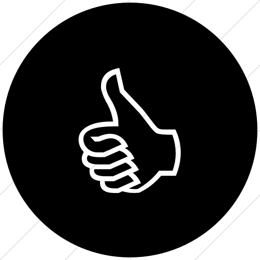 Flat Circle White On Black Classica Thumbs Up Hand