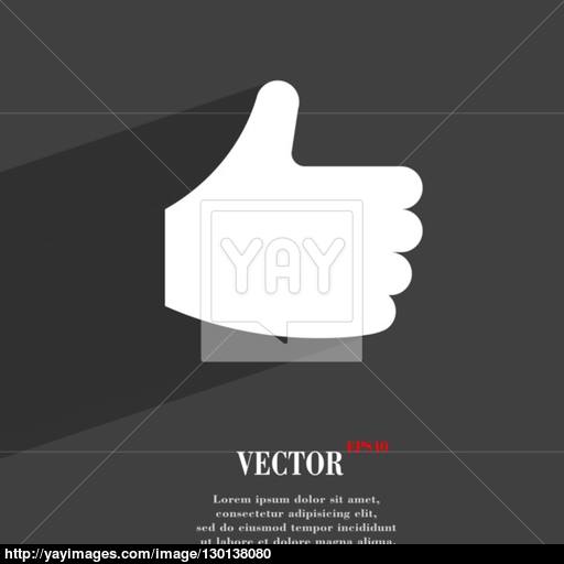 Like, Thumb Up Icon Symbol Flat Modern Web Design With Long Shadow