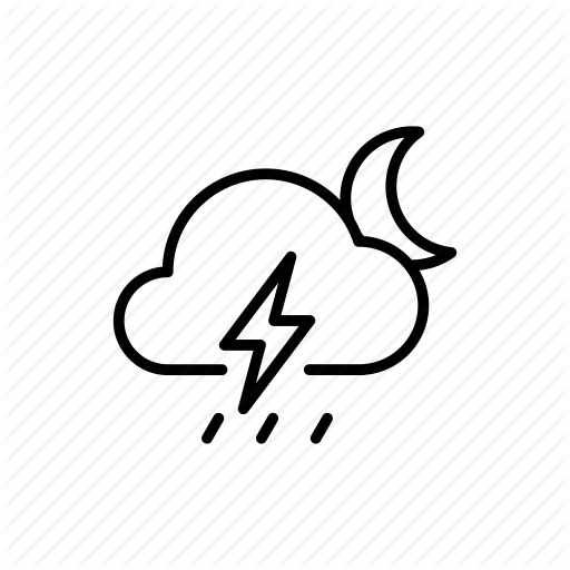 Moon, Night, Rain, Thunder, Thunderstorm, Weather Icon