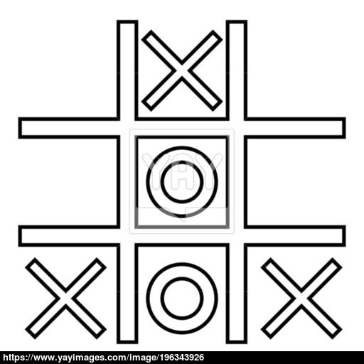 Tic Tac Toe Game Icon Black Color Illustration Flat Style Simple