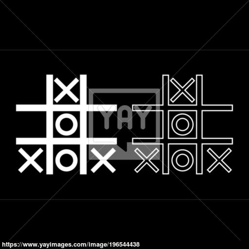 Tic Tac Toe Game Icon Set White Color Illustration Flat Style