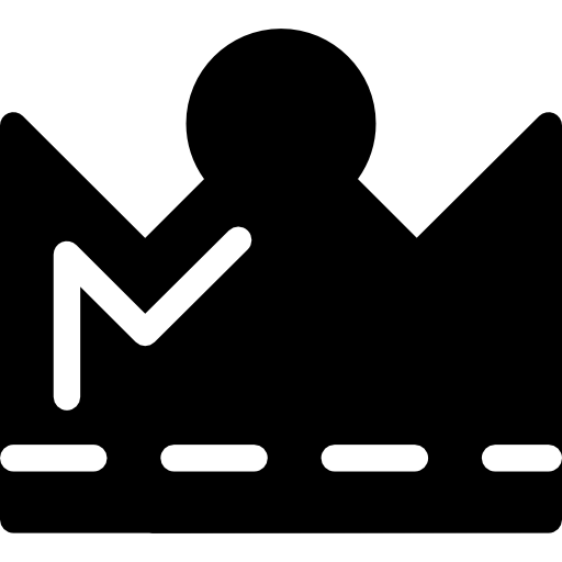 Royal Crown With Round Tip Silhouette And White Details Icons