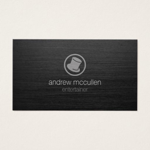 Entertainer Top Hat Icon Dark Brushed Metal Business Card