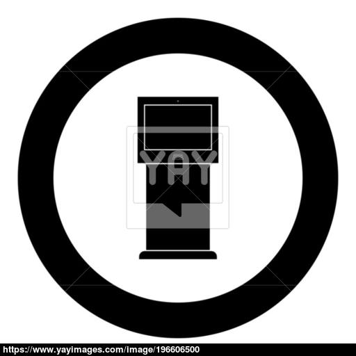 Terminal Stand With Touch Screen Black Icon In Circle Vector