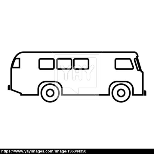 Retro Bus Icon Black Color Illustration Flat Style Simple Image
