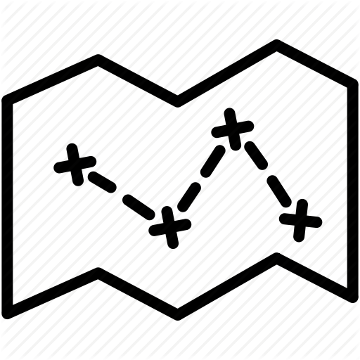 Location, Map, Paper Map, Path, Position, Road, Trace, Way Icon