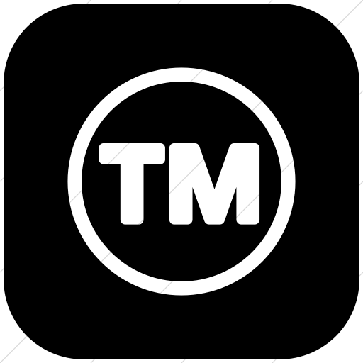 Flat Rounded Square White On Black Encircled Trademark Icon
