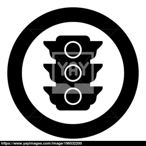Traffic Light Icon Black Color In Circle Or Round Vector