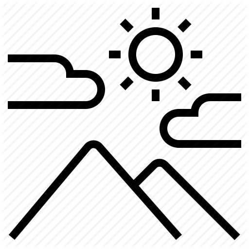 Cloud, Mountain, Sun, Travel Icon