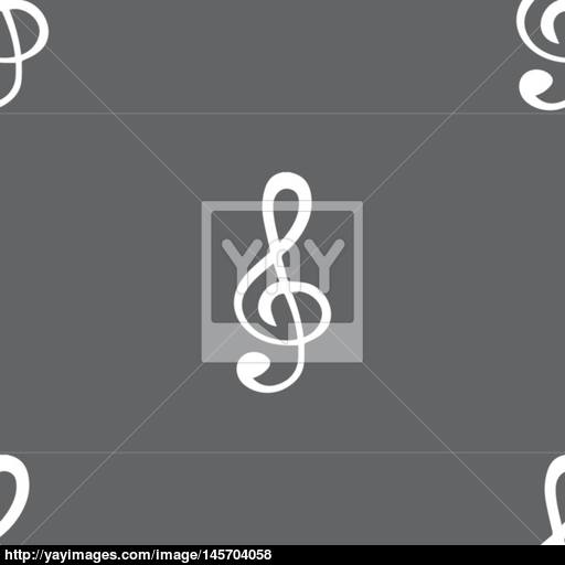 Treble Clef Icon Seamless Pattern On A Gray Background Vector
