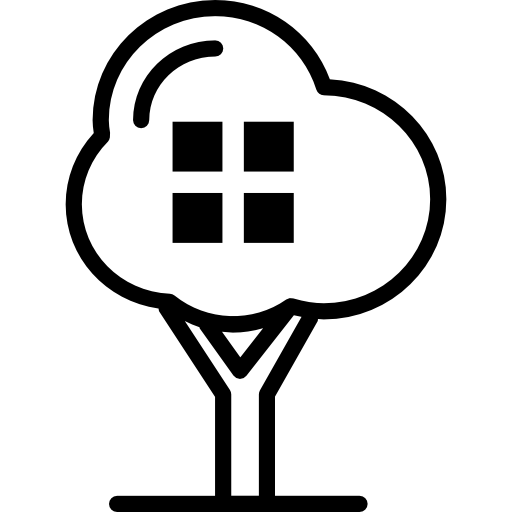 Tree With Four Squares Silhouette Icons Free Download