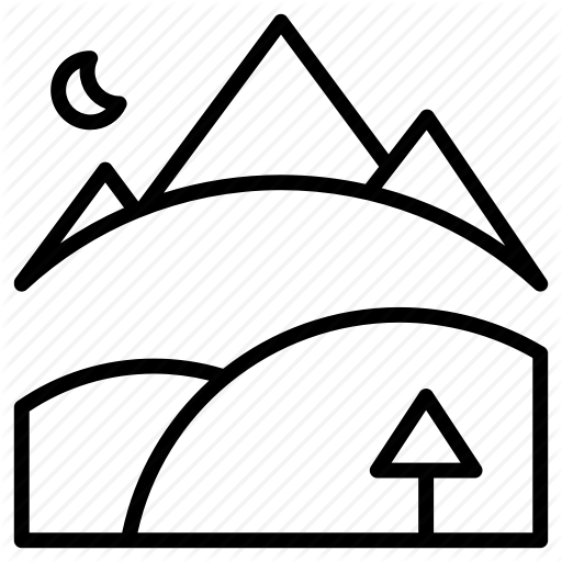 Hills, Moon, Mountains, Nature, Tree, View Icon