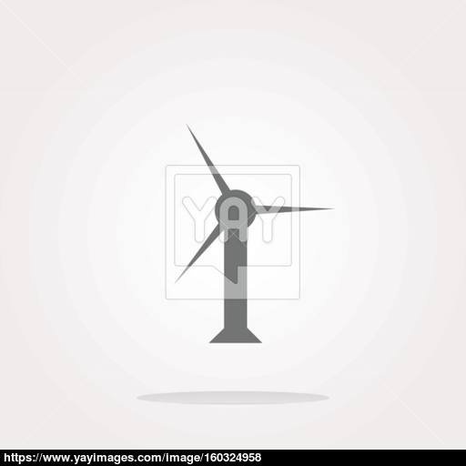 Vector Wind Turbine Icon, Web Button Isolated On White Vector