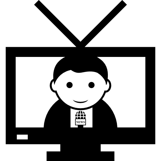 News Reporter On Television Screen Icons Free Download