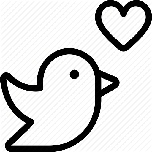 Bird, Fly, Heart, Love, Romance, Tweet Icon