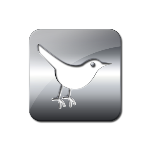 Glossy Silver Icon Social Media Logos Twitter Square