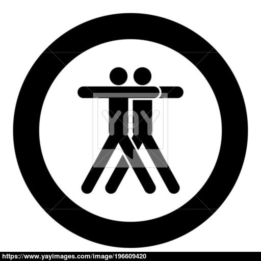 Two People Embracing Icon Black Color In Circle Vector