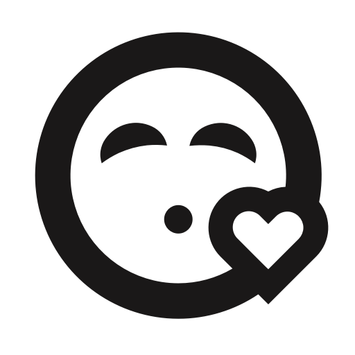 Emoji, Emoticon, Heart, Kiss, Kissy Face, Love, Thick Lines Icon