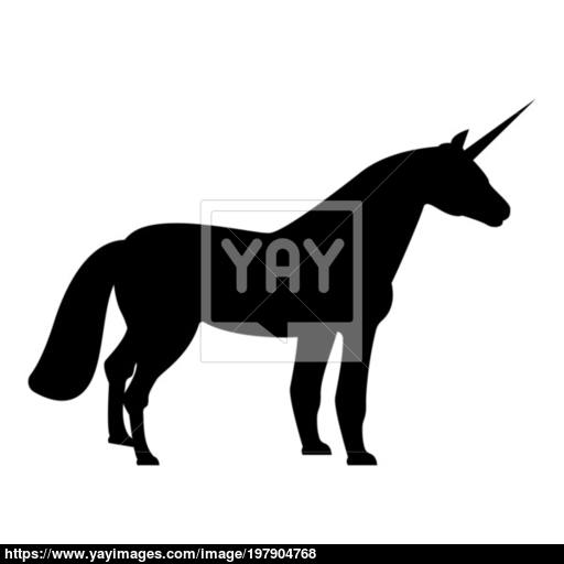 Unicorn Icon Black Color Illustration Flat Style Simple Image