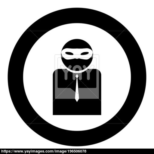 The Man Incognito In A Mask The Black Color Icon In Circle