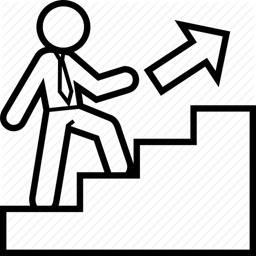 Career, Executive, Promotion, Stairs, Up, Work Icon