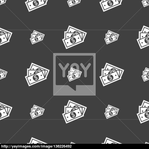 U S Dollar Icon Sign Seamless Pattern On A Gray Background