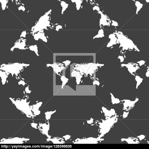 World Map Web Icon Flat Design Seamless Gray Pattern Vector
