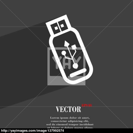 Usb Flash Drive Icon Symbol Flat Modern Web Design With Long