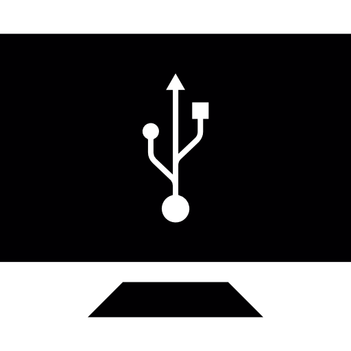 Computer Screen With Usb Port Symbol Icons Free Download