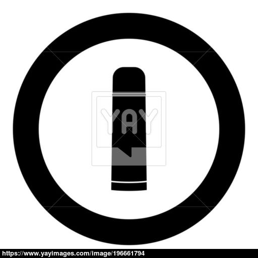 Thermos Or Vacuum Flask Black Icon In Circle Vector