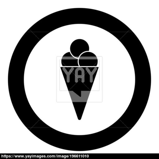Ice Cream Cone Icon Black Color In Circle Vector