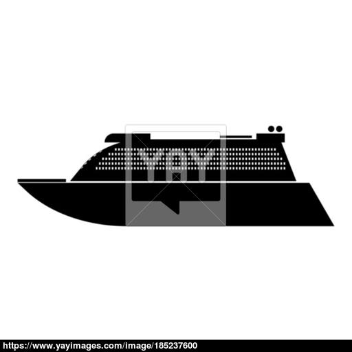 Transatlantic Cruise Liner Black Color Icon Vector