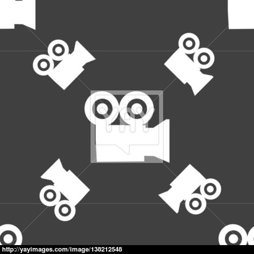 Video Camera Icon Sign Seamless Pattern On A Gray Background
