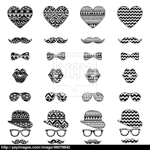 Hipster Vintage Icon With Aztec Pattern Background Vector