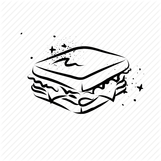 Breakfast, Food, Sandwich, Snack, Snacks, Vintage Icon