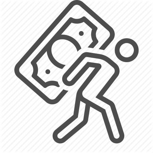Bill, Carrying, Debt, Man, Money, Salary, Wage Icon
