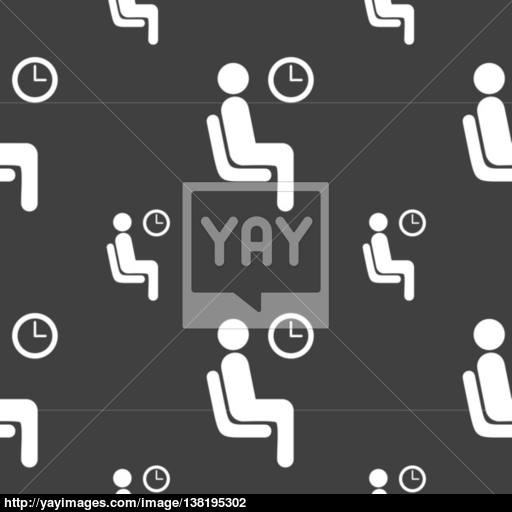 Waiting Icon Sign Seamless Pattern On A Gray Background Vector