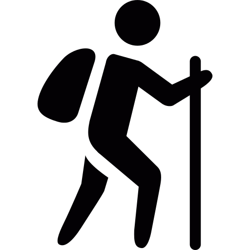 Man With Bag And Walking Stick Png Icon