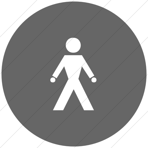 Flat Circle White On Gray Classica Walking Man Icon
