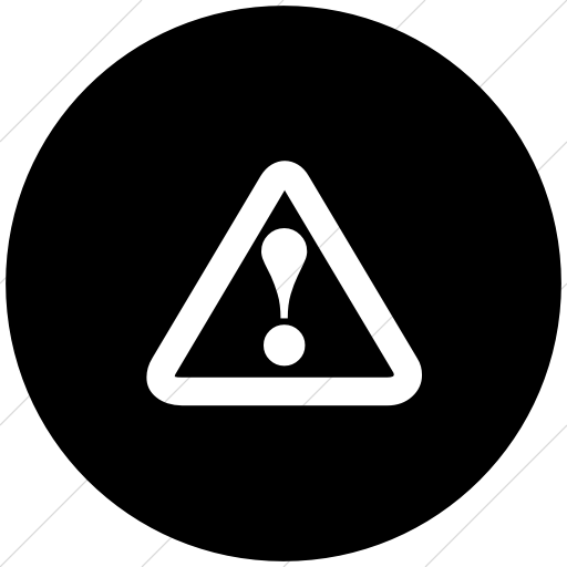 Flat Circle White On Black Classica Hazard Warning Icon